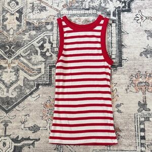 Red and White Striped  Tank Top